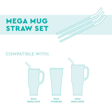 Swig Reusable Straw Set for Mega Mug- Neon Lime/Orange/Berry