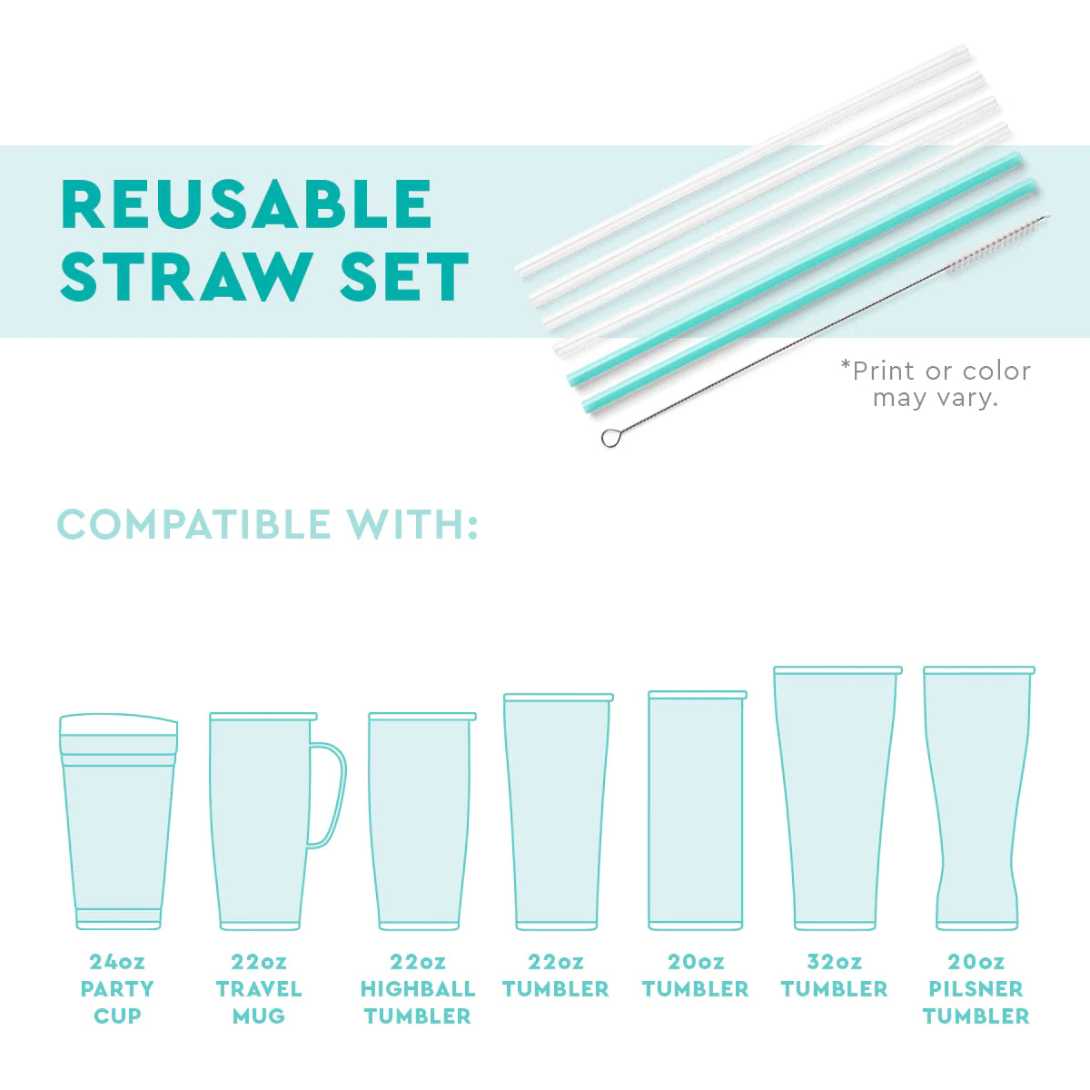 Swig Reusable Straw - Let's Go Girls/Pink Glitter