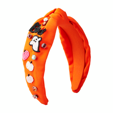 Mud Pie Halloween Beaded Headband - Orange Boo