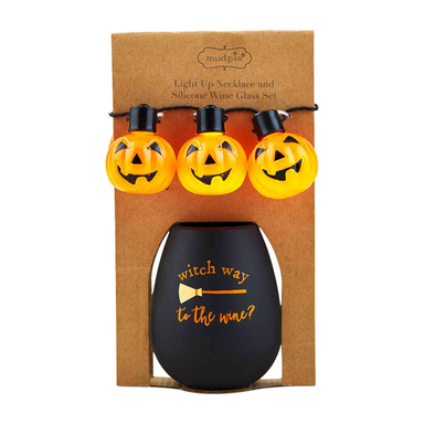 Mud Pie Halloween Wine Glass Set - Witch Way to the Wine