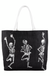 Mud Pie Halloween Sparkle Tote - Black Skeleton