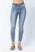 Judy Blue Gina Skinny Jeans - Mid Rise, light wash, ankle distressing, released waist, curvy