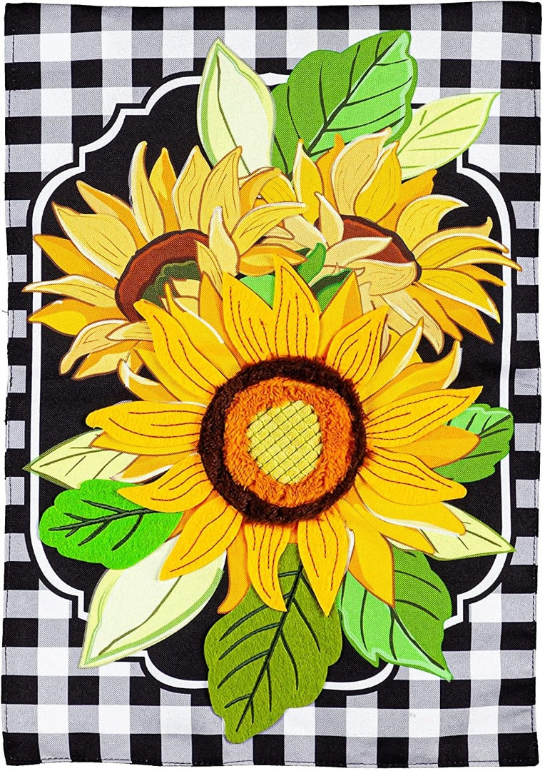 Evergreen Garden Flags - Sunflowers and Checks