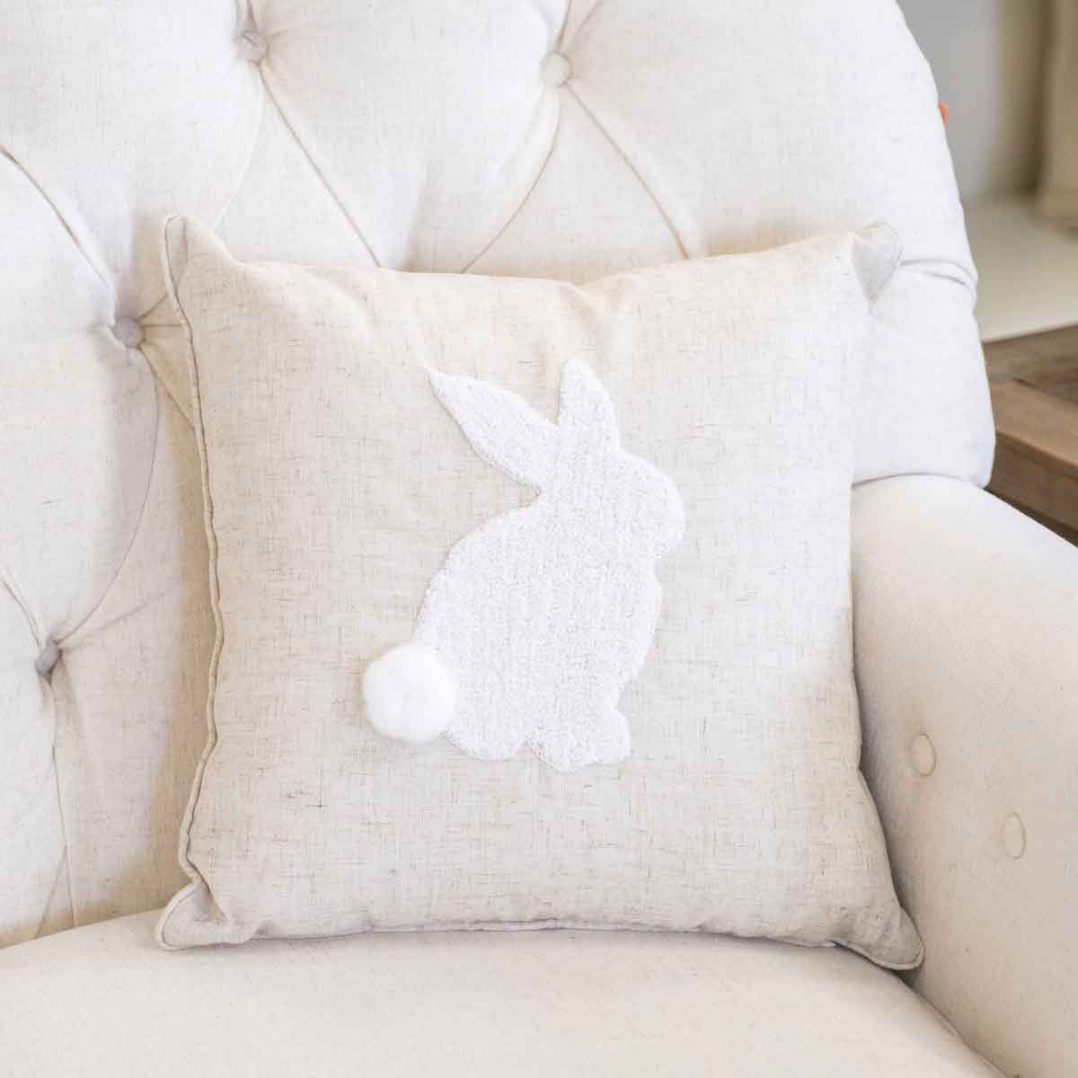 FINAL SALE Cottontail Bunny Pillow - Dark Oat/White