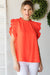 Jodifl Kayleigh Top - Neon Coral, short ruffle sleeves, ruffle neck, keyhole back