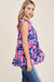 Staccato Floral One Shoulder Tiered Top - Royal