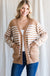 Jodifl Claudia Cardigan - Camel, striped, front pockets, button down