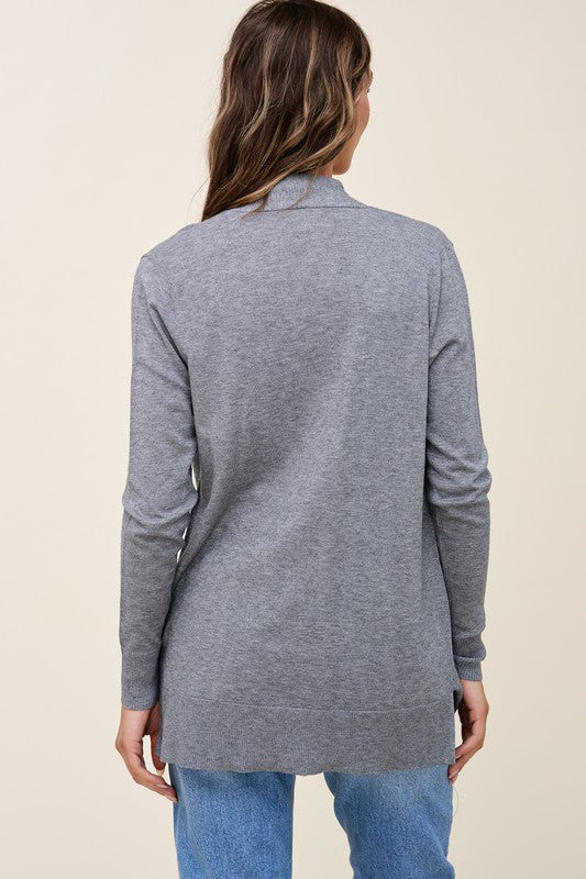 Staccato Harvest Cardigan - Grey, long sleeves, open front, front pockets