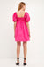 English Factory Cassie Mini Dress - Fuchsia, short puff sleeves, smocked, ruched front, side zipper