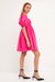 English Factory Cassie Mini Dress - Fuchsia, short puff sleeves, smocked, ruched front, side zipper