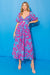Flying Tomato All Inclusive Dress - Blue, Short puff sleeves, sweetheart neckline, smocked, tiered, keyhole cut out, curvy