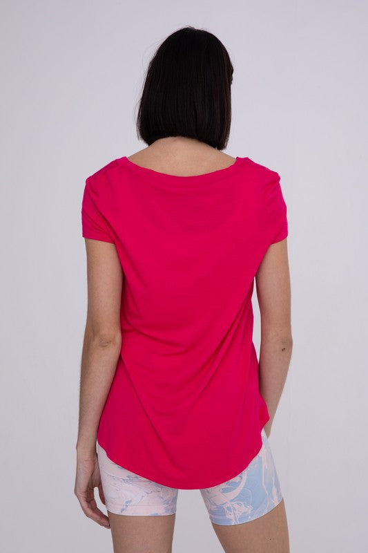 Longline Deep V-Neck Pocket Shirt - Rose