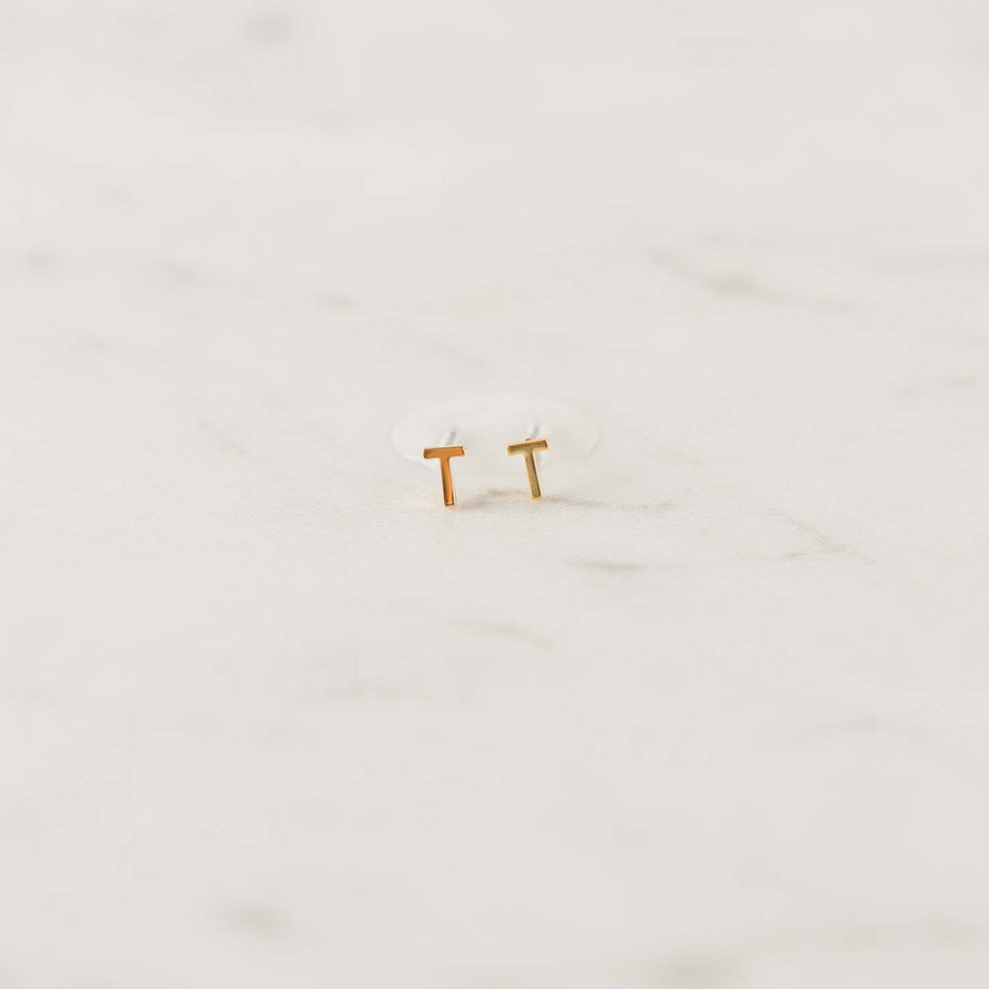 Michelle McDowell Luxe Ingrid Initial Earrings - Gold T