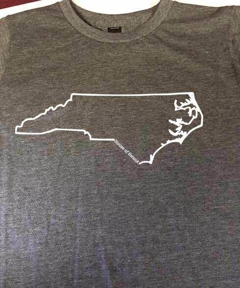 House of Swank Clothing North Carolina Outline Shirt- Heather Grey