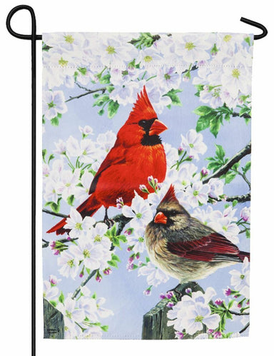 Evergreen Garden Flags-Glorious Morning Cardinals Suede