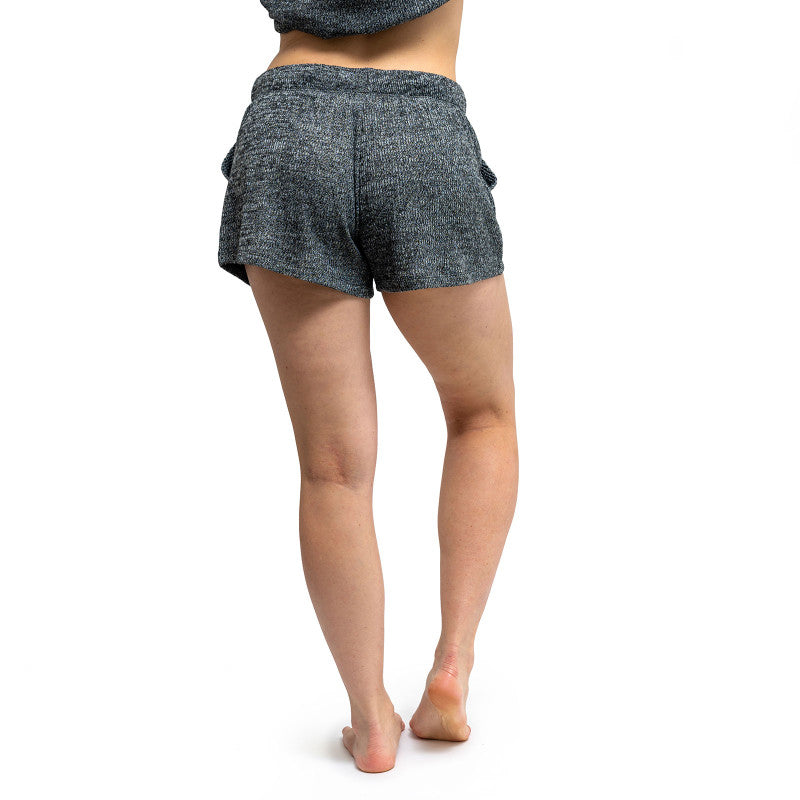 Hello Mello Cuddleblend Lounge Shorts - Black, drawstring waist, ribbed, pockets