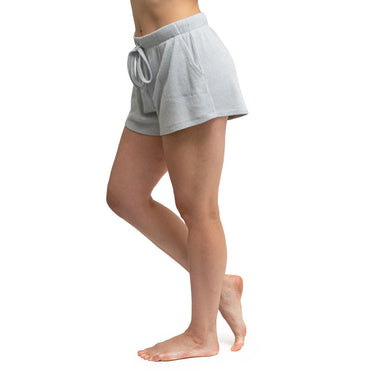 Hello Mello Cuddleblend Lounge Shorts - Grey, drawstring waist, ribbed, pockets