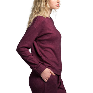 Hello Mello Cuddleblend Sweater - Wine Time, long sleeves, ribbed, thumbholes, relaxed