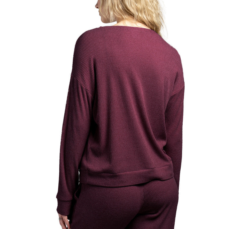 Hello Mello Cuddleblend Sweater - Wine Time, long sleeves, ribbed, thumbholes, relaxed