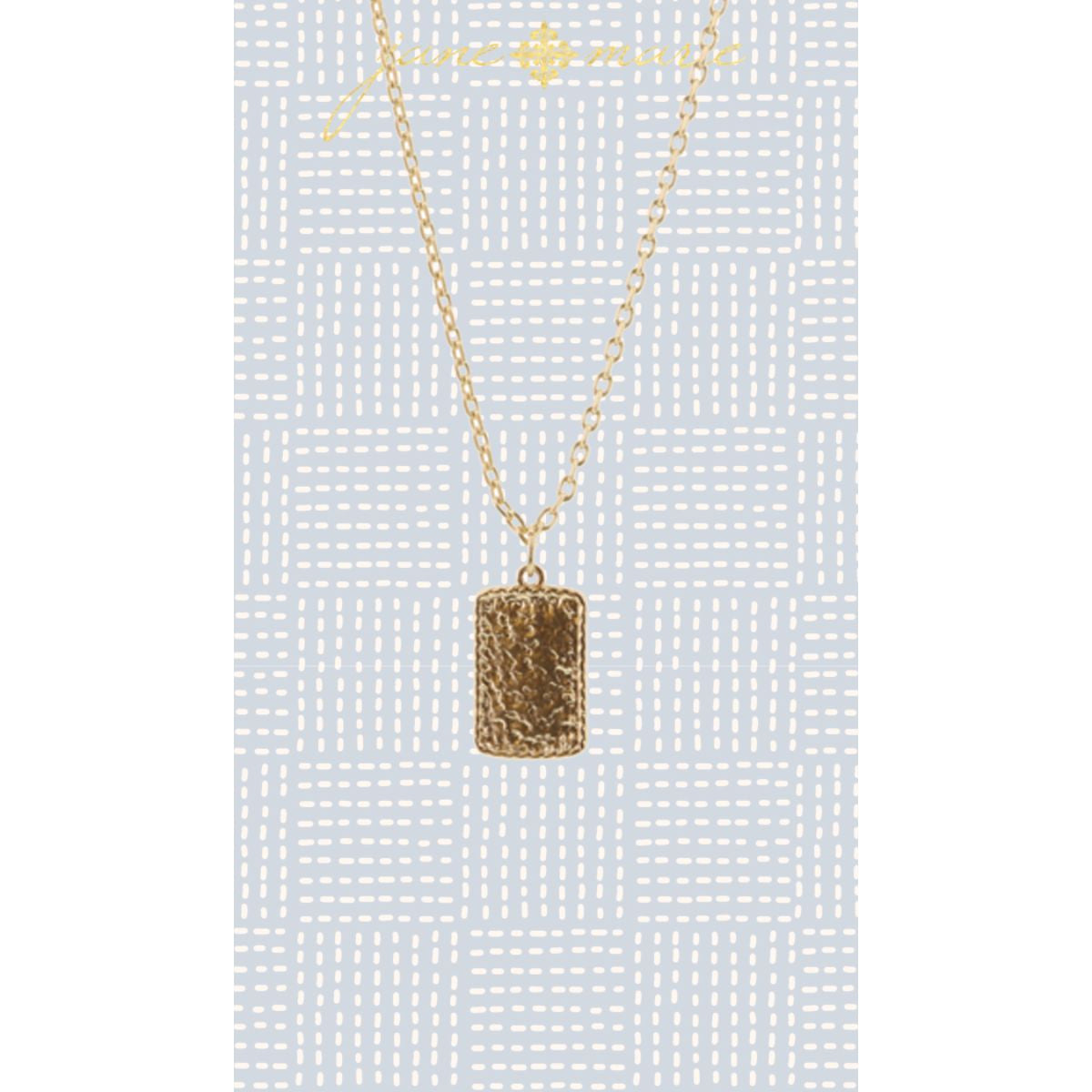 Jane Marie 16” Necklaces- Gold Hammered Rectangle