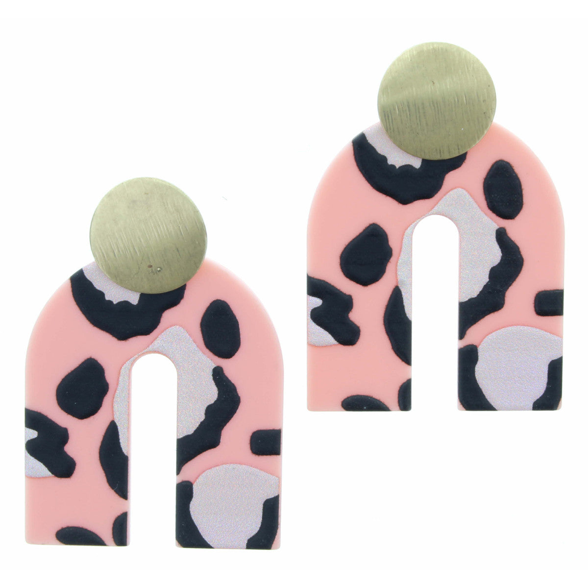Jane Marie Pink Leopard Arch Earring