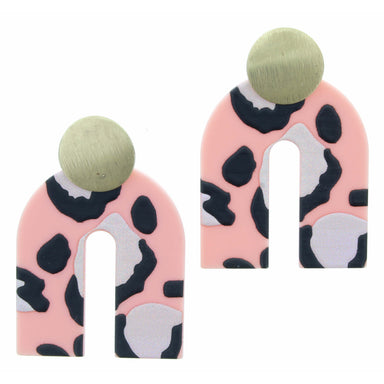 Jane Marie Pink Leopard Arch Earring