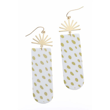 Jane Marie Gold Sun Burst White Round Earring
