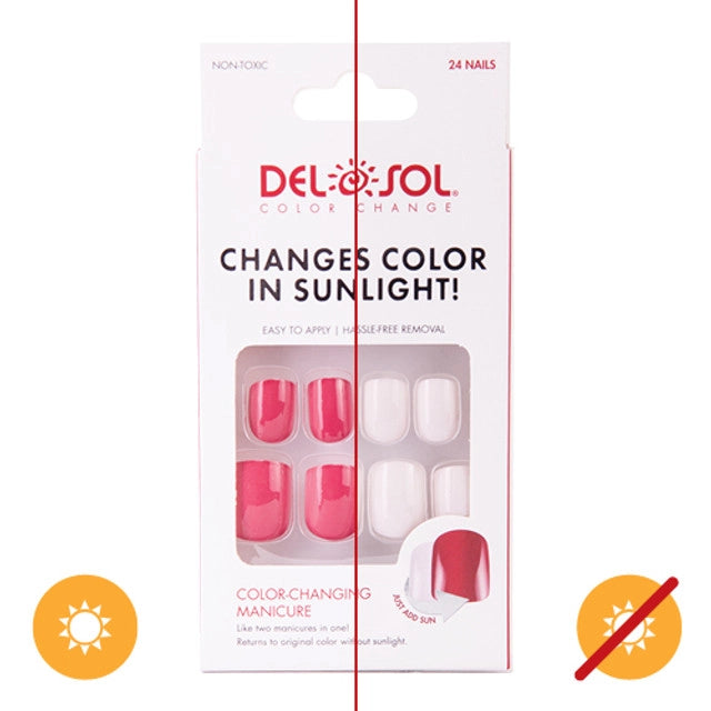 Del Sol Color Changing Press-On Nails- Snow White Red