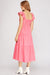 She+Sky Seaside Walk Dress-Candy Pink, short ruffle sleeves, tiered, maxi