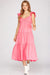 She+Sky Seaside Walk Dress-Candy Pink, short ruffle sleeves, tiered, maxi 