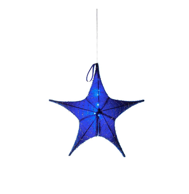 Evergreen Lighted Fabric Star, Small Blue