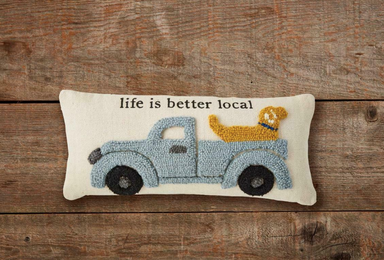 Mud Pie Farm Truck and Dog Hooked Pillow