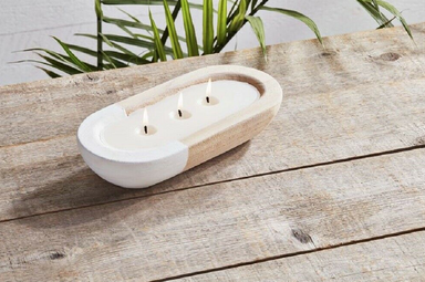 Mud Pie Wood Dough Bowl Candle Small