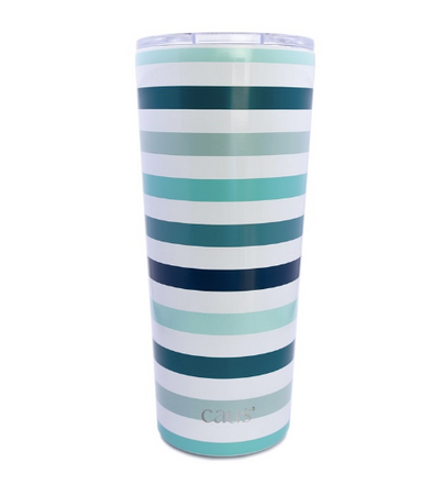 Striped Plastic Tumbler Cups, Celebrate 16 oz, 16 Pack - White