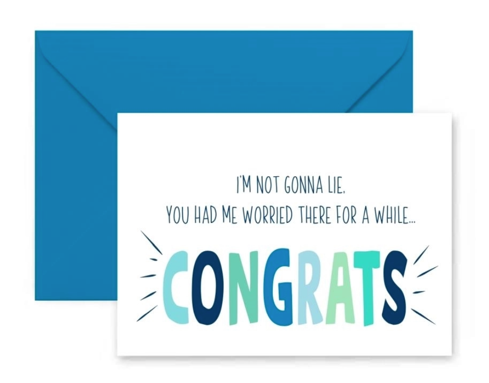 Mary Square Worried Congrats Greeting Card