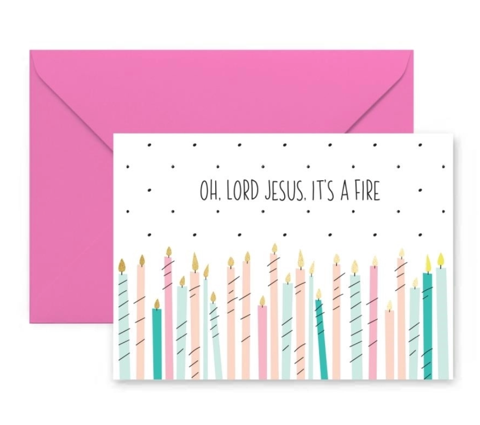 Mary Square Lord Jesus Fire Greeting Card