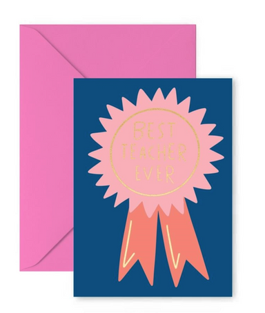Mary Square Best Teacher Ever Ribbon Greeting Card
