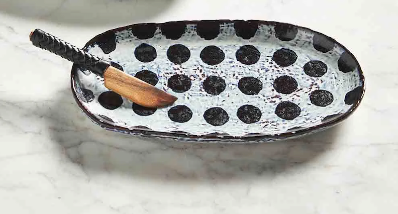 Mud Pie Black Dot Platter Set