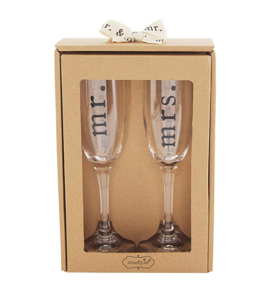 Mud Pie Mr Mrs Boxed Champagne Glass
