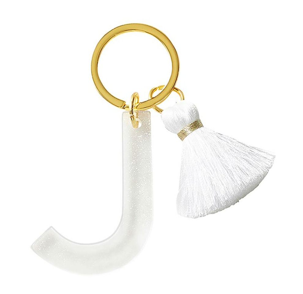 Mary Square Initial Keychain J