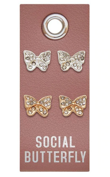 Creative Brands Silver Earring Set- Social Butterfly 