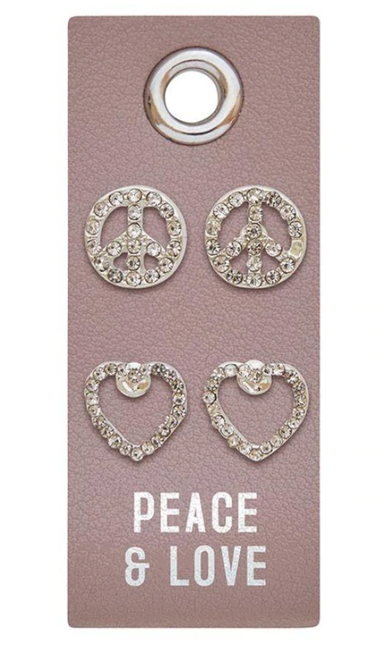 Creative Brands Silver Earring Set- Peace & Love
