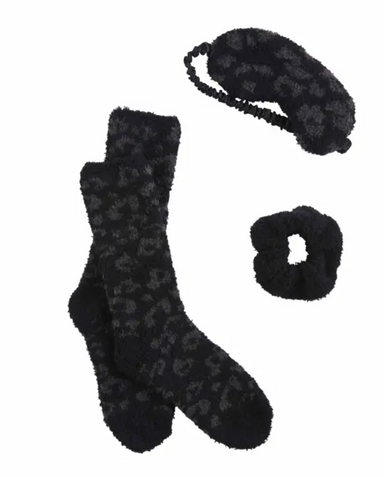 Mud Pie Chenille Socks Gift Set - Black