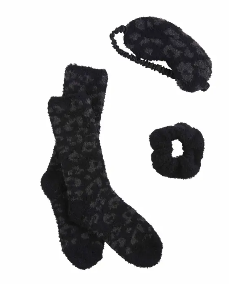 Mud Pie Chenille Socks Gift Set - Black