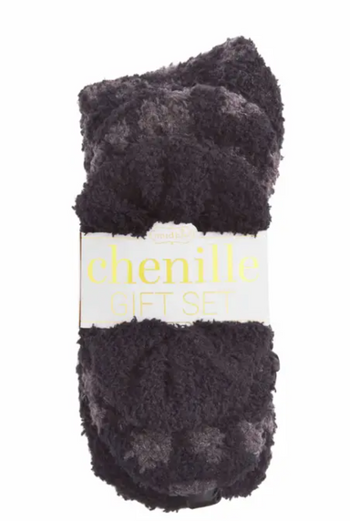 Mud Pie Chenille Socks Gift Set - Black