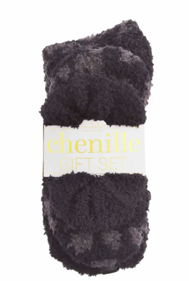 Mud Pie Chenille Socks Gift Set - Black