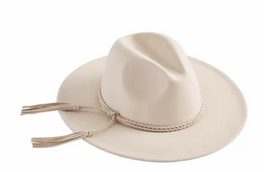 Mud Pie Solid Braided Fedora - Cream