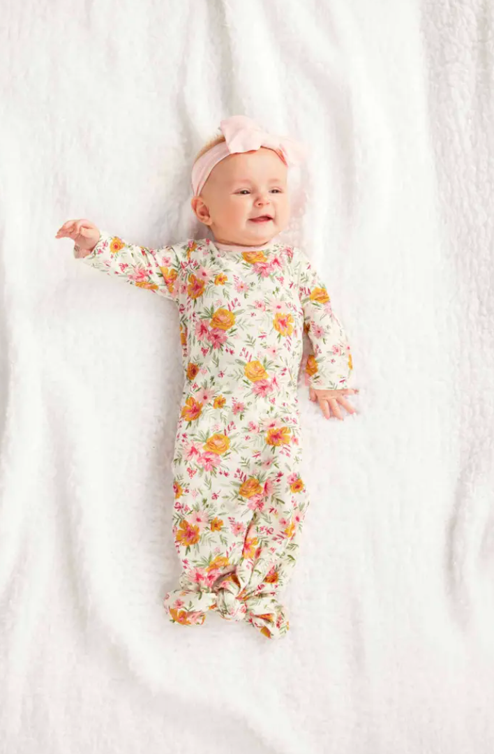 Mud Pie Pink Floral Gown and Headband Set