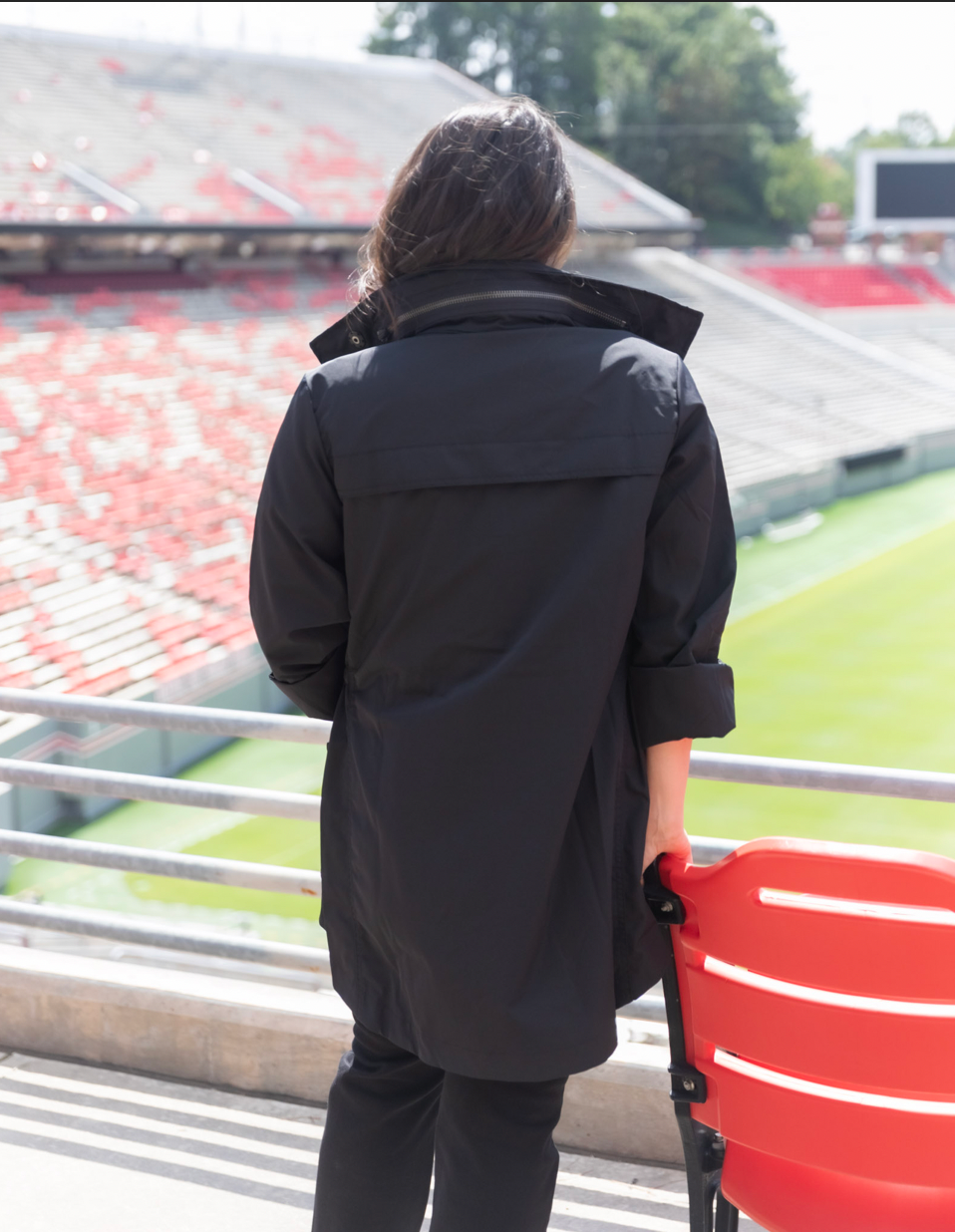 Anorak Jacket - Black, zipper, buttons, pockets, hood