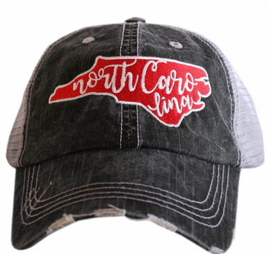 Katydid North Carolina State Cut Out Trucker Hat - Red
